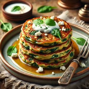 savory pancakes with spinach and feta