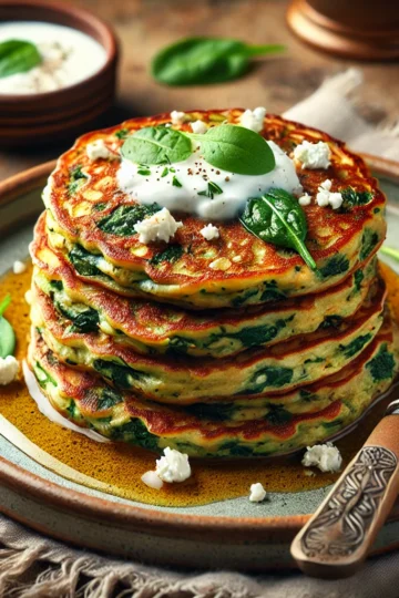 savory pancakes with spinach and feta
