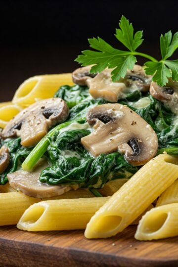 Creamy Spinach and Mushroom Pasta