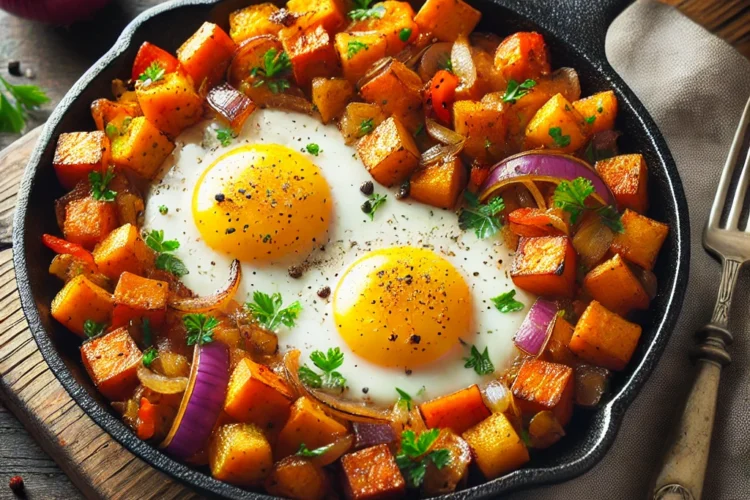 sweet potato hash with eggs