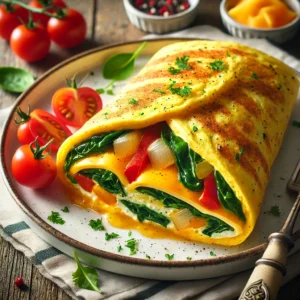 vegetable and cheese stuffed omelette