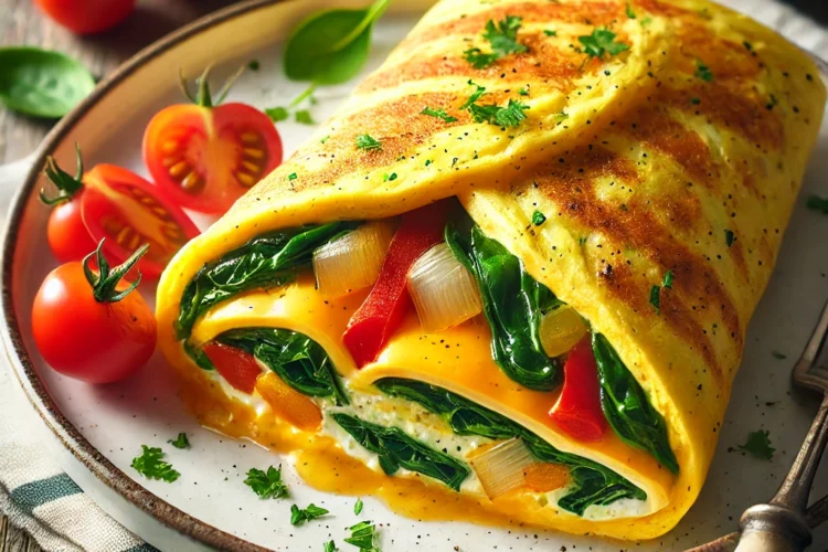 vegetable and cheese stuffed omelette